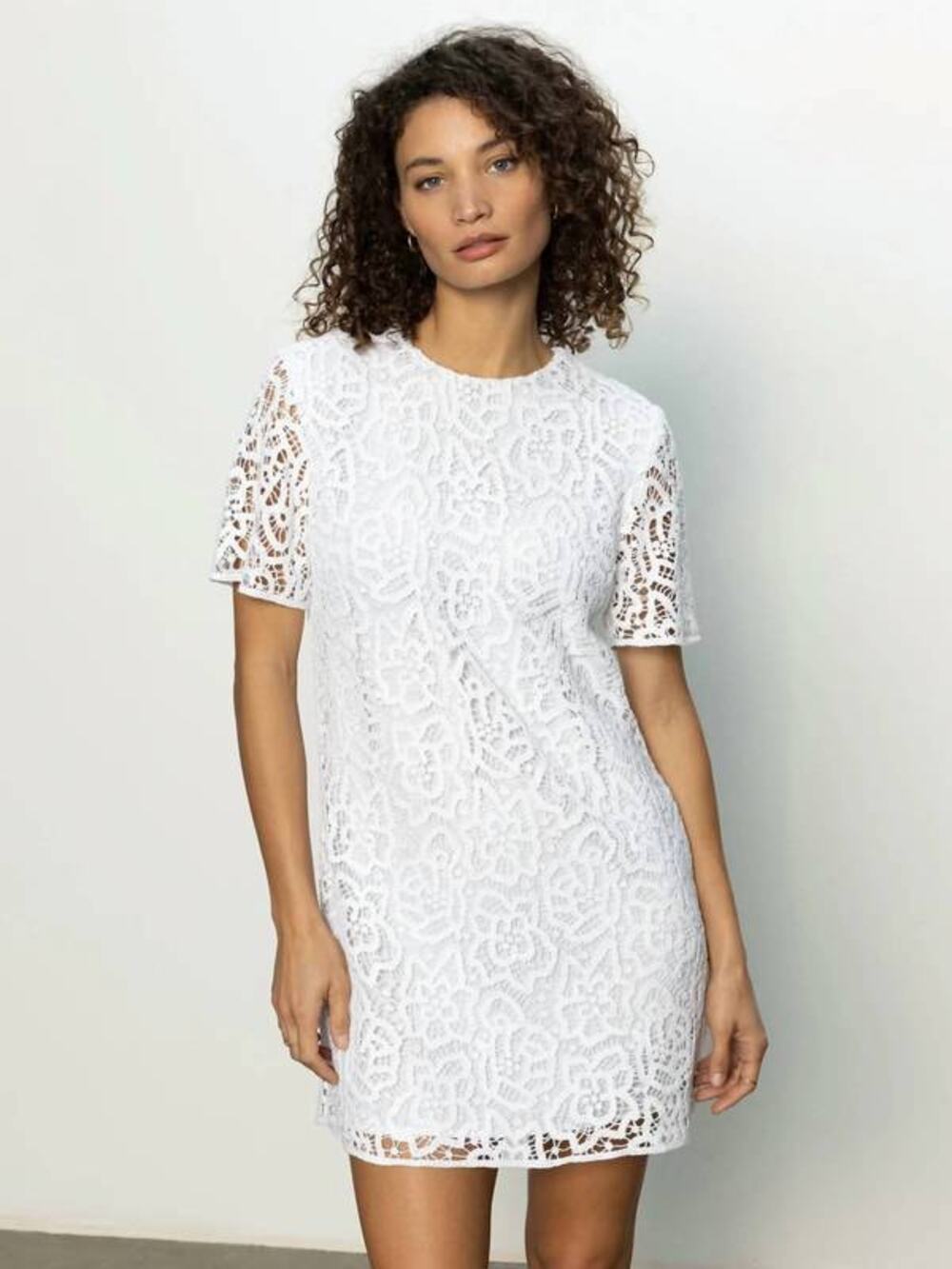 Sanctuary Wanderer Lace Shift Mini Dress White L NWT Resort Wear Bridal Coastal